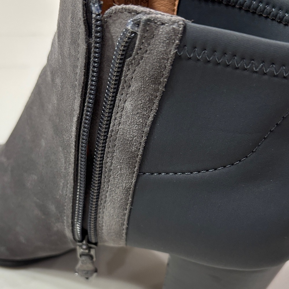 Vionic Gray Suede Ankle Booties with Black Heel - Picture 15 of 15